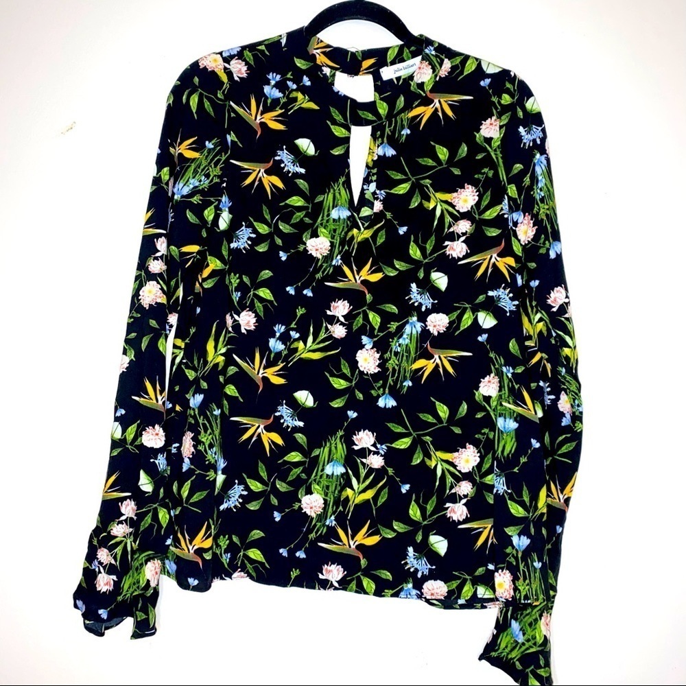 NWT Julie Billiart Floral Long Sleeve Keyhole Top